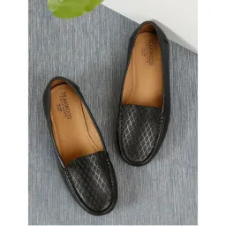 Teakwood Women Black Printed Leather Slip-On Loafers-image-50