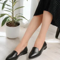 ELLE Women Black Patent Pointed-Toe Slip-On Loafers-image-92