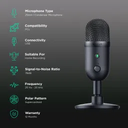 RAZER Seiren V2 X USB Wired Microphone with Digital Analogue Gain Limiter (Black) image 2