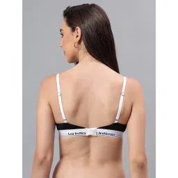 La Intimo Black Solid Seamless Lightly Padded Bra image 2