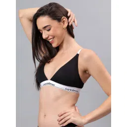 La Intimo Black Solid Seamless Lightly Padded Bra image 3