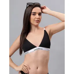 La Intimo Black Solid Seamless Lightly Padded Bra image 4
