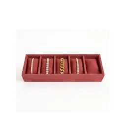 La Trove Dark Pink Premium Velvet 5 Slot Tray for Wardrobe Closet Bracelets Organizer image 5
