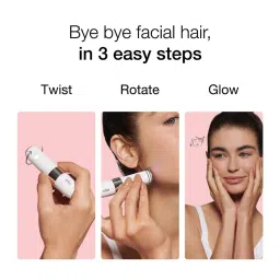 BRAUN FS1000 Cordless Wet & Dry Trimmer for Upper Lips, Chin & Cheeks for Women (With Smart light, White) image 4