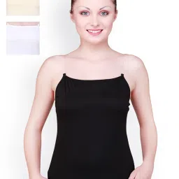 Floret Pack Of 3 Camisoles With Transparent Straps - Multi-Color-picture-12