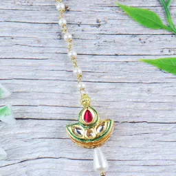 Asthetika Kids Gold-Plated Kundan Studded & Beaded Head Jewellery-picture-21