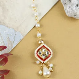 Asthetika Kids Girls Kundan Studded Maang Tikka Head Jewellery-image-45