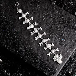 ATIBELLE German Silver Plated Stone-Studded & Beaded Maang Tikka-picture-14