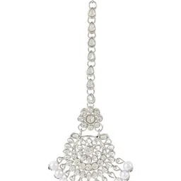 I Jewels Silver-Plated Kundan-Studded & Beaded Maang Tikka-picture-34