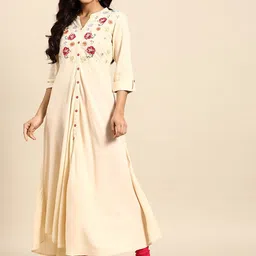 RANGMAYEE Floral Embroidered Pure Cotton A-Line Kurta image 1