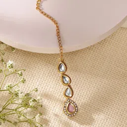 Priyaasi Gold-Plated Kundan Studded Maang Tikka Head Jewellery-image-70