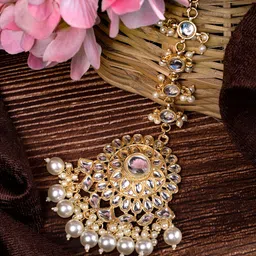 Saraf RS Jewellery Gold-Plated AD-Studded & Beaded Maang Tikka-picture-33
