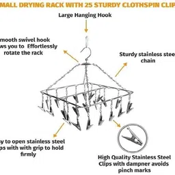 ecom home Stainless Steel Stand 15 Clip Drying HangRr for Cloth Steel Belt Hanger For Belt Accessories Organizer image 3