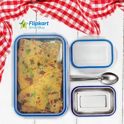 flipkart smartbuy Steel Lock & Fit (800ml+125ml) 2 Containers Lunch Box image 5