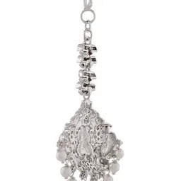 Estele Rhodium-Plated AD-Studded & Beaded Maang Tikka image 4