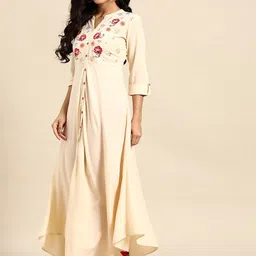RANGMAYEE Floral Embroidered Pure Cotton A-Line Kurta image 3