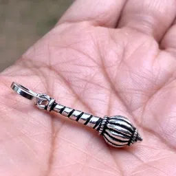 yashvedastore Shree hanuman ji ka gada silver plated finishing chain original Silver Alloy Pendant Set image 3