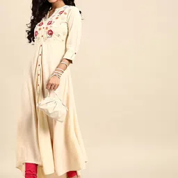 RANGMAYEE Floral Embroidered Pure Cotton A-Line Kurta image 5