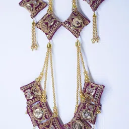 Ethnic at ease Wine Color Handmade Velvet Hanging Tassel latkan for heavy lehenga Brooch-picture-13