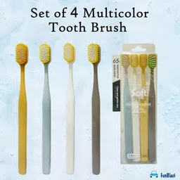 funblast Tooth Brush Set, Tooth Brush Combo Pack of - 4 for Kids & Adults, Extra Soft Bri Ultra Soft Toothbrush image 3
