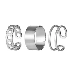 Jewels Galaxy Set Of 3 Silver-Plated Finger Ring image 5