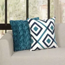 ode & cleo Blue Velvet Geometric 18x18 inches Cushion Covers (Pack of 2)-picture-19