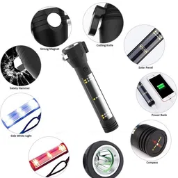 aonepter Aluminium 7 Mode Rechargeable Solar LED Torch Torch image 4