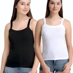 gujarish Women Black, White Camisole image 1