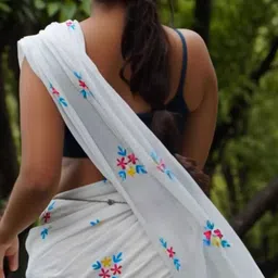 lakshmi boutique Embroidered, Solid/Plain, Self Design Daily Wear Khadi Saree image 2