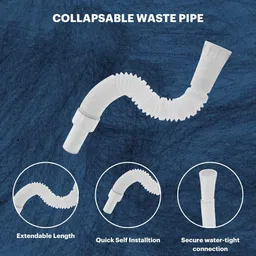 luvbath fitting White PVC Waste Pipe(Set of 2) with Heavy Socket | Flexible Collapsible Drain Hose for Bathroom Basin and Kitchen Sink | 35 Inch Outlet Pipe Hose Pipe image 5