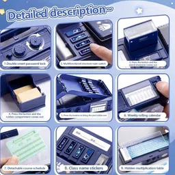 radhey preet Astronaut, Universe Print Multi Compartment Button Operated Password Protected Compass Box For Kids, Price For 1Pc | RP1137 Art Plastic Pencil Box image 5