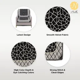 nendle Velvet Abstract 3+3 Seater L-Shape Sofa Cover image 3