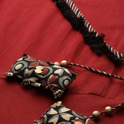 YASH GALLERY Women Maroon Plus Size Solid Angrakha Anarkali Kurta image 2