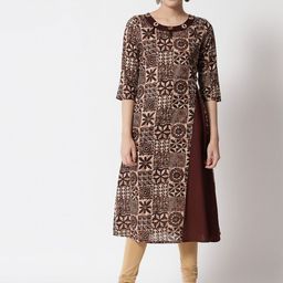 Shopping Queen Coffee Brown Printed Kurta-picture-42