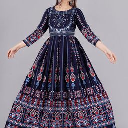 ao services Women Ethnic Motifs Printed Sequinned Floral Anarkali Kurta-picture-9