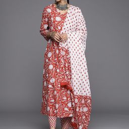 Varanga Floral Printed Pure Cotton Kurta with Trousers & With Dupatta-picture-33