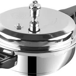 vinod 18/8 Stainless Steel Sandwich Bottom Combo Set of 2 with common Lid 3 L & 5 L Induction Bottom Pressure Cooker image 3