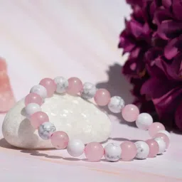 tanishee- the real jewels Stone, Rose Quartz, Howlite Crystal Bracelet image 1
