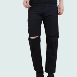 white leapard Men Loose Fit Mid Rise Black Jeans-picture-33