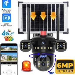SIOVS 4G SIM Camera Solar Powered Bullet+360° PTZ 3 Lens Night Vision 2Way Audio Alarm Security Camera-image-13