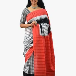TROPWEAR Ethnic Motifs Pure Cotton Handloom Ikat Saree-picture-17