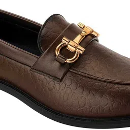 Shoecide Men’s Textured Loafers with Metal Buckle – Formal & Casual Wear Loafers For Men image 5