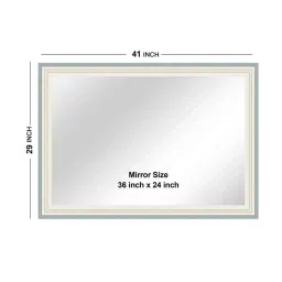 elegant arts and frames Cream Rectangular Synthetic Wooden Framed Wall Mirror image 3