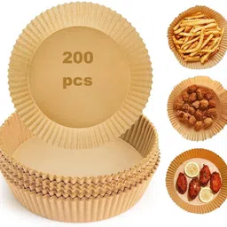 kshmanidhaye 200pcs Round Air Fryer Paper Non-Stick Food Grade parchment paper sheets Airfryer Tray image 1