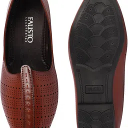 fausto Laser Cut Design Broad Feet Ethnic Slip On Wedding Juttis and Mojaris For Men image 5