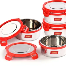 sumeet Airtight & Leak Proof Steelexo S.S. Container/Lunch Box with Stainless Steel Lid Set of 4cs (460Ml Each) 4 Containers Lunch Box-picture-19