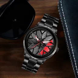 realbuff Muskan Creations analog watch Analog Watch - For Men Men Car Wheel Watch With Spinning Car Rim red-picture-19