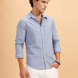 wrogn Men Regular Fit Striped Casual Shirt-picture-12