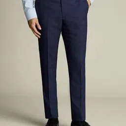 Men Checked Slim Fit Flat-Front Trousers-image-8