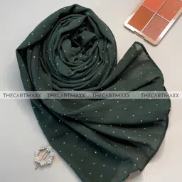 thecartmaxx Embellished Georgette Women Green Scarf, Fancy Scarf, Stole-picture-18